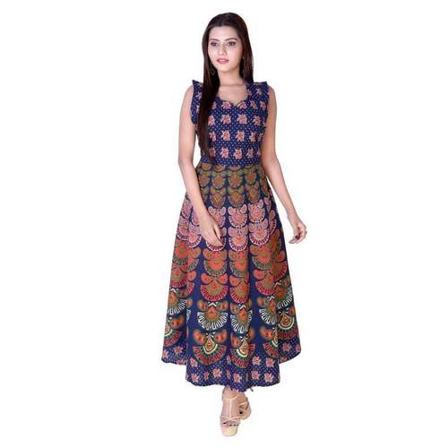 Floral Traditional Printed Cotton Long  Dress