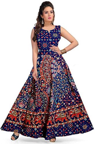 Jaipuri Print Cotton Long Dress