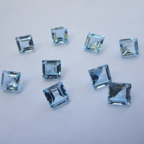 8mm Sky Blue Topaz Faceted Square Loose Gemstones