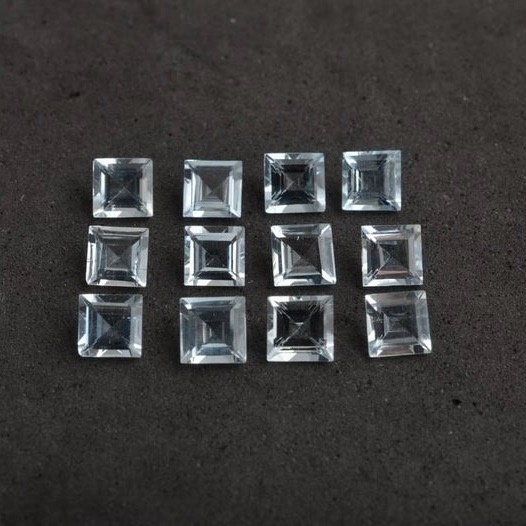 9mm Sky Blue Topaz Faceted Square Loose Gemstones