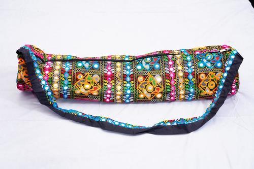 Assorted Color Mirror Work Embroidered Yoga Mat Bag
