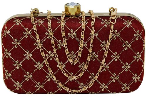 Embroidered Box Clutch Bag For Women