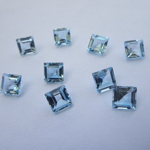 11mm Sky Blue Topaz Faceted Square Loose Gemstones