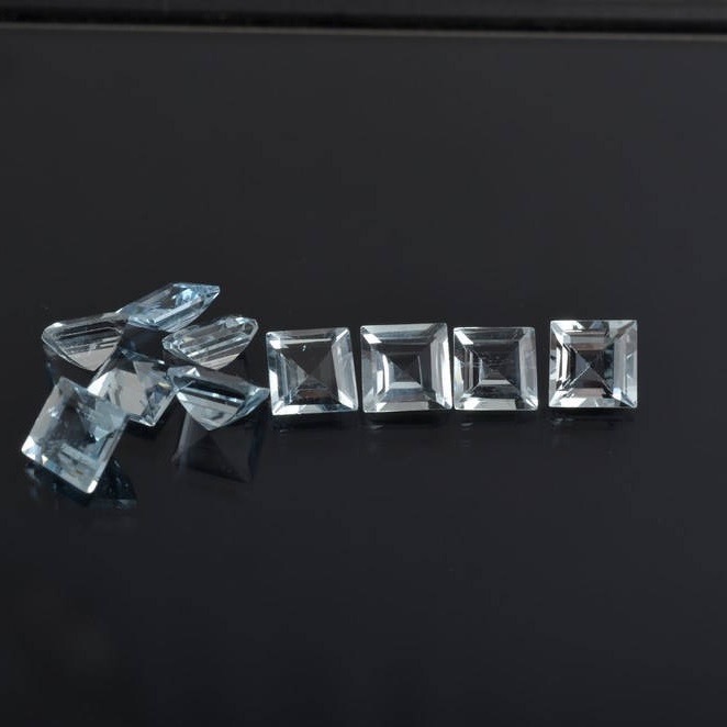 12mm Sky Blue Topaz Faceted Square Loose Gemstones