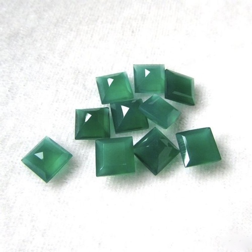 4mm Green Onyx Faceted Square Loose Gemstones
