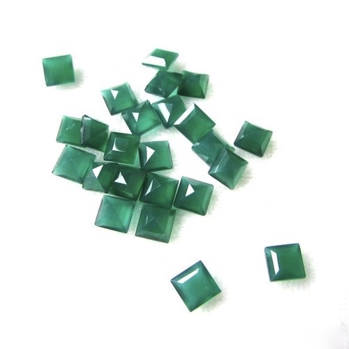 6mm Green Onyx Faceted Square Loose Gemstones