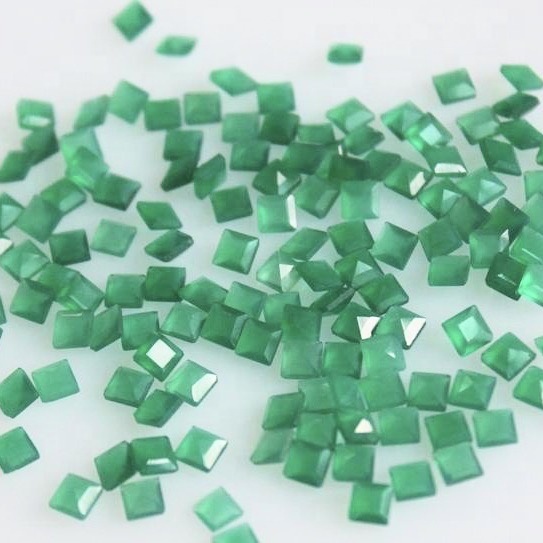 6mm Green Onyx Faceted Square Loose Gemstones