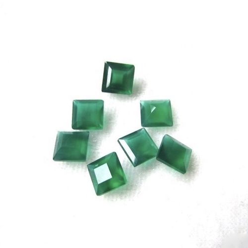 7mm Green Onyx Faceted Square Loose Gemstones