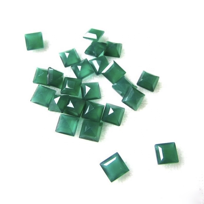 7mm Green Onyx Faceted Square Loose Gemstones