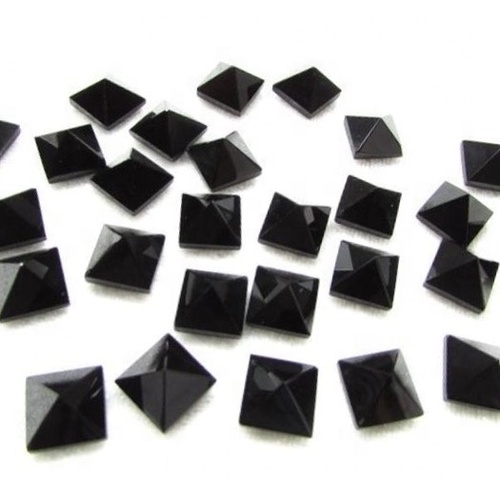 7mm Black Onyx Faceted Square Loose Gemstones