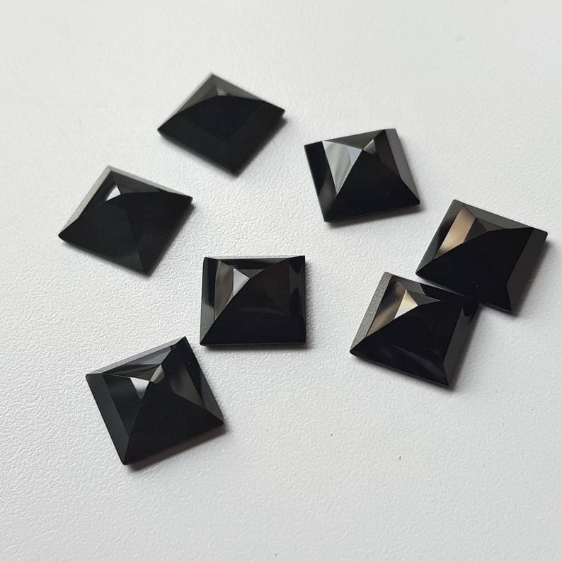 7mm Black Onyx Faceted Square Loose Gemstones
