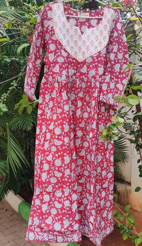 Block Printed Rust Kurta