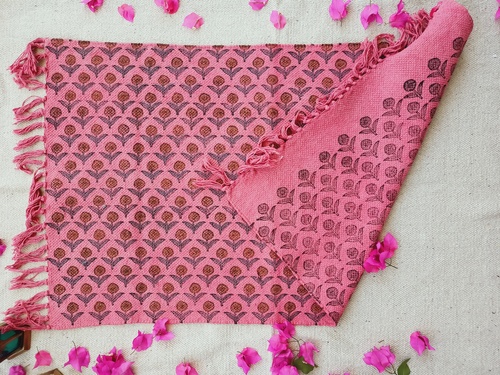 Pink Floral Print Dhurrie
