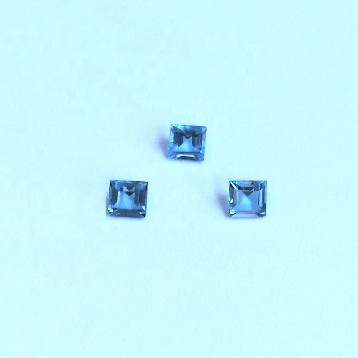 6mm Swiss Blue Topaz Faceted Square Loose Gemstones