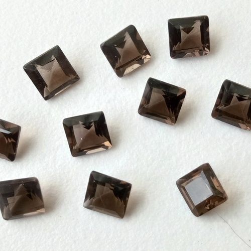 6mm Smoky Quartz Faceted  Square Loose Gemstones