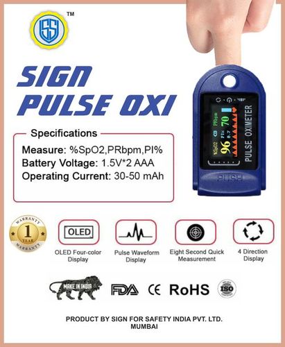 Blue & White Combination A Sign Pulse Digital Finger Tip Oximeter