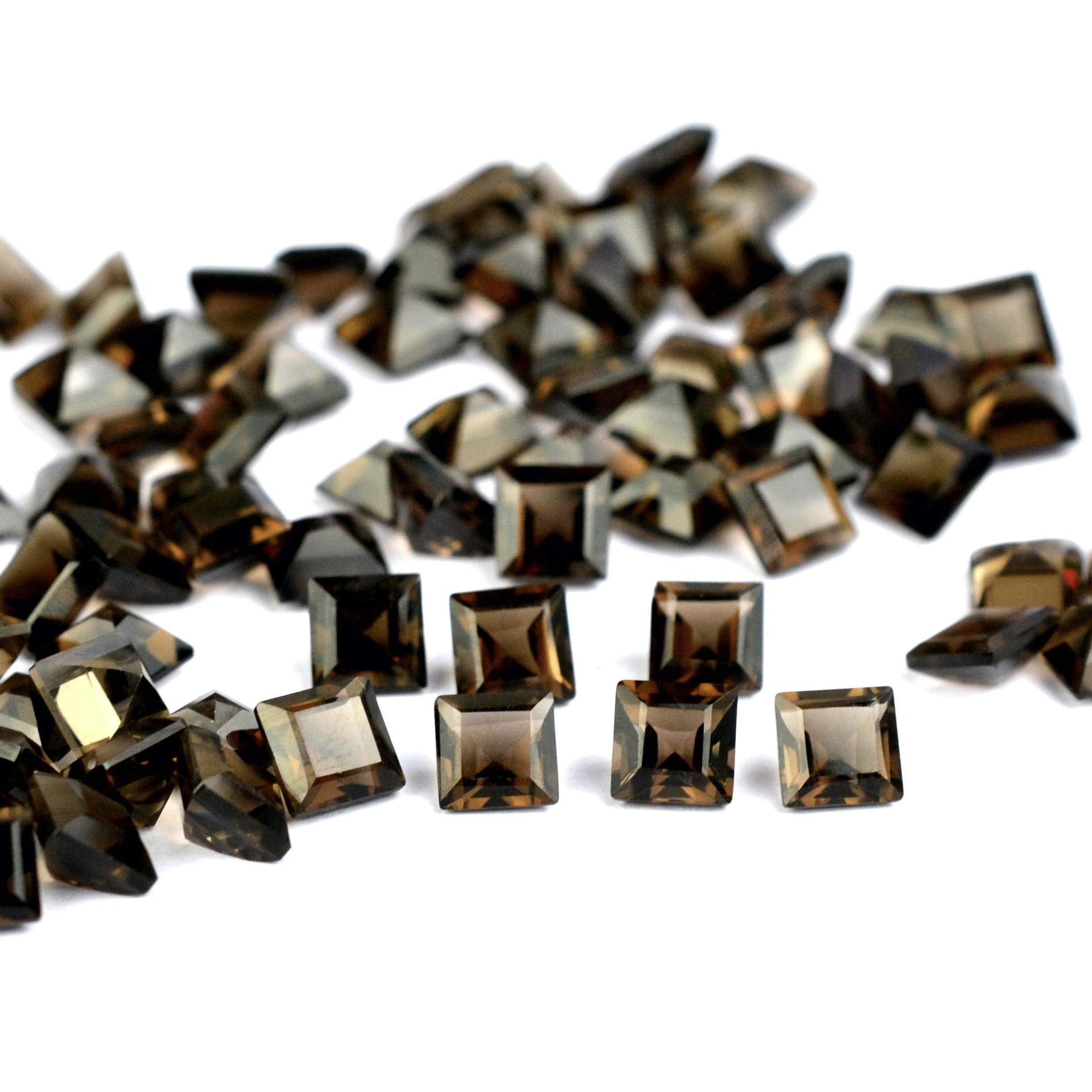 6mm Smoky Quartz Faceted  Square Loose Gemstones