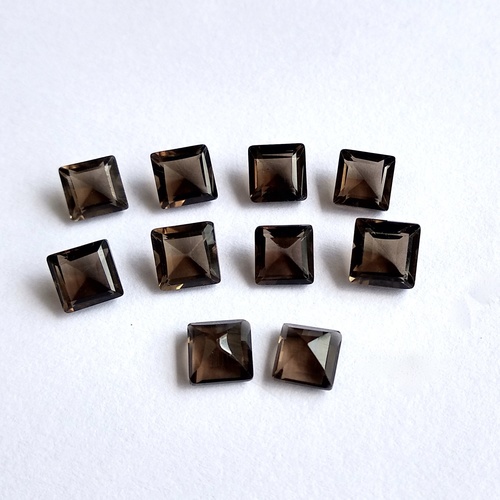 8mm Smoky Quartz Faceted  Square Loose Gemstones