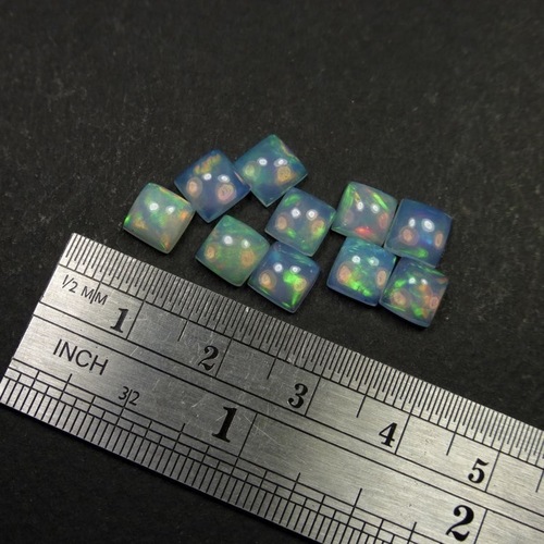 4mm Ethiopian Opal Square Cabochon Loose Gemstones