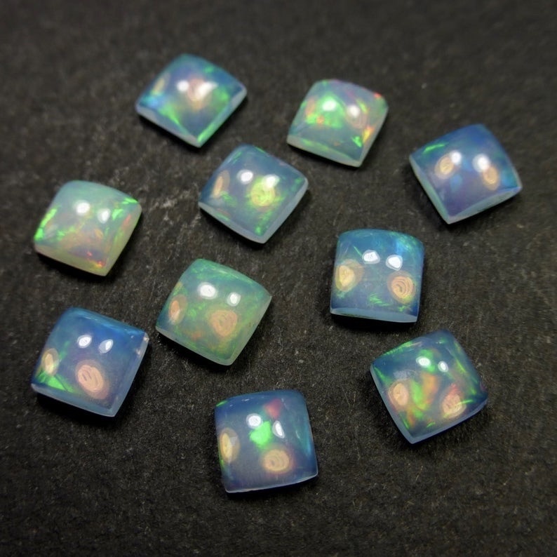 4mm Ethiopian Opal Square Cabochon Loose Gemstones
