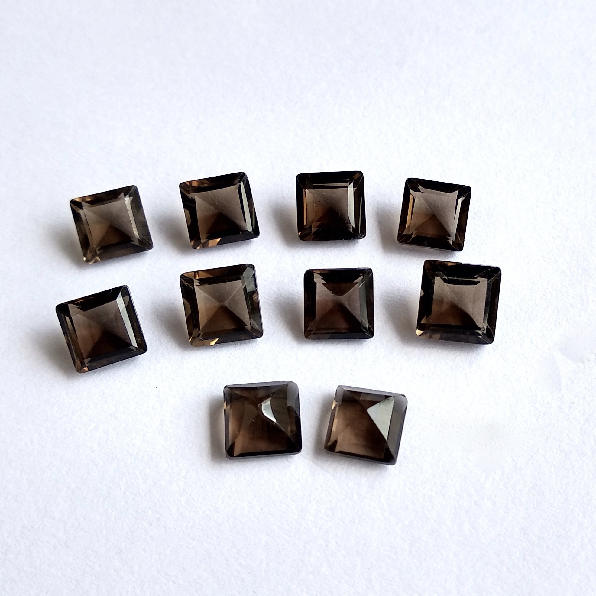 9mm Smoky Quartz Faceted Square Loose Gemstones