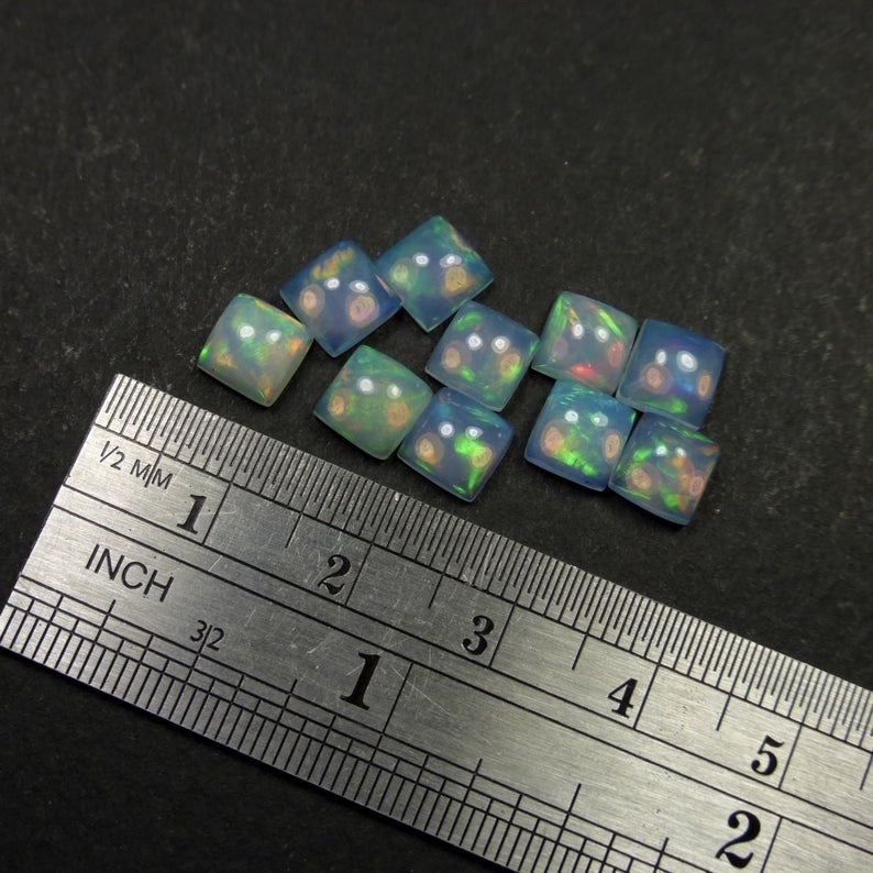 8mm Ethiopian Opal Square Cabochon Loose Gemstones