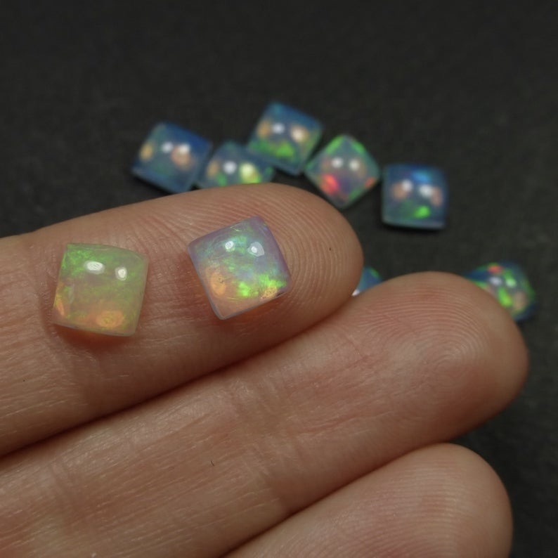 10mm Ethiopian Opal Square Cabochon Loose Gemstones