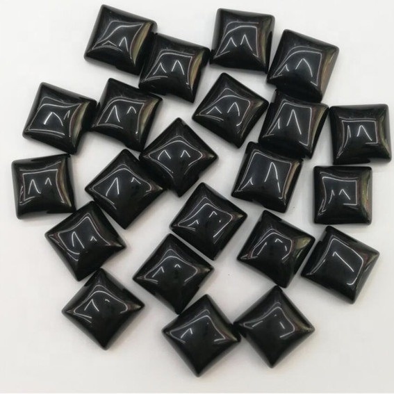 6mm Black Spinel Square Cabochon Loose Gemstones