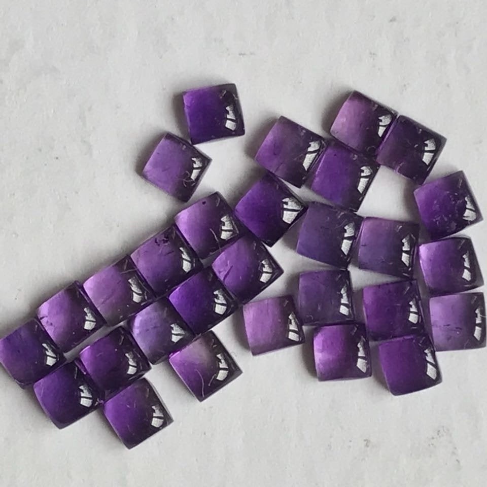 3mm African Amethyst Square Cabochon Loose Gemstones