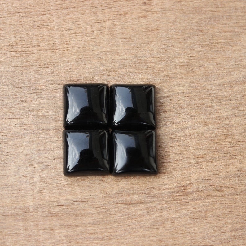 7mm Black Onyx Square Cabochon Loose Gemstones