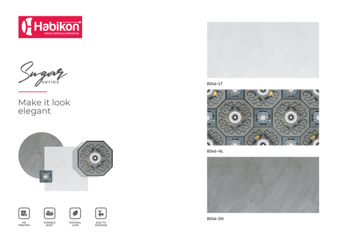 Habikon Sugar Series Wall Tiles - Ceramic, 300x600 mm | Glazed Finish, Variety of Colors, 9 mm Thickness, Interior Use
