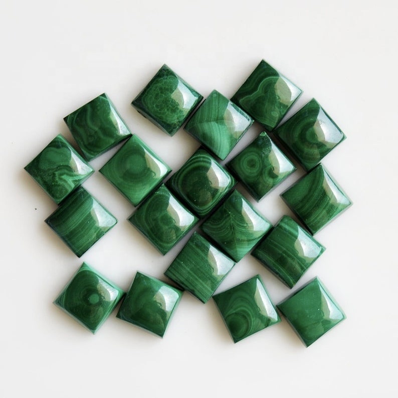8mm Malachite Square Cabochon Loose Gemstones