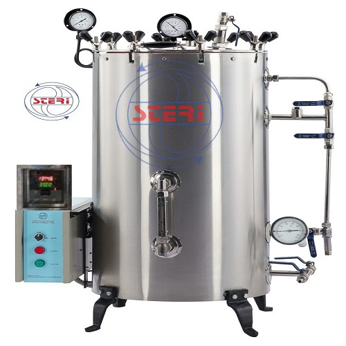 Automatic Vertical Cylindrical Steam Sterilizer (404 Silver) Wingnut - Capacity: 35