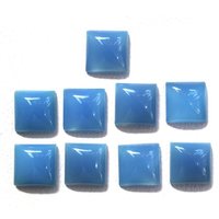 4mm Blue Chalcedony Square Cabochon Loose Gemstones