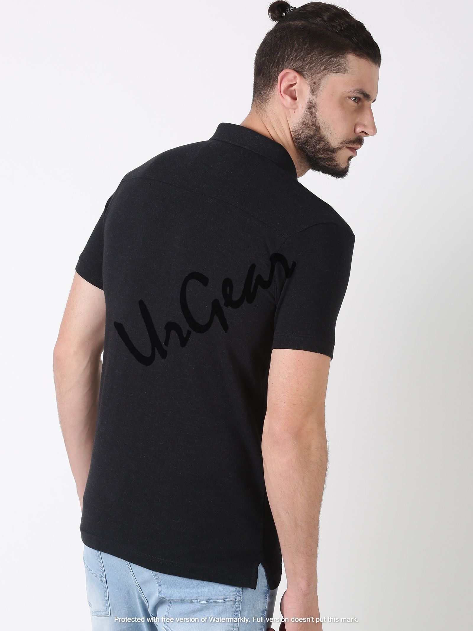 Mens Black Polo Neck T-Shirt