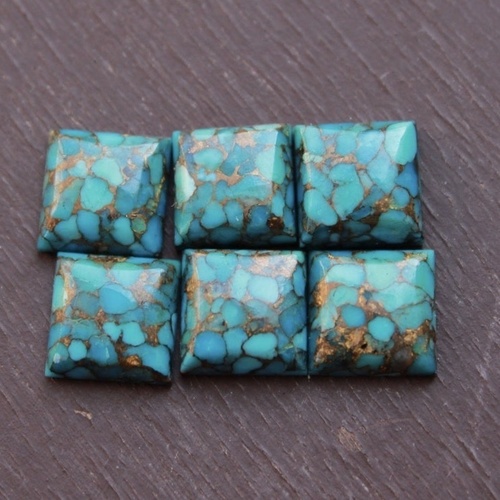 8mm Blue Copper Turquoise Square Cabochon Loose Gemstones
