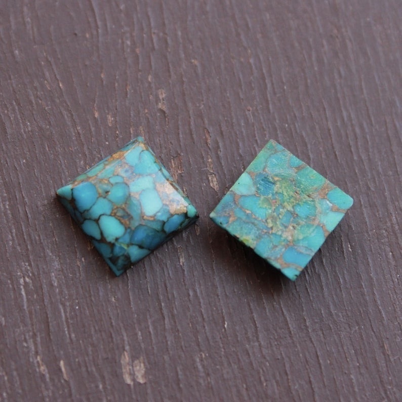8mm Blue Copper Turquoise Square Cabochon Loose Gemstones