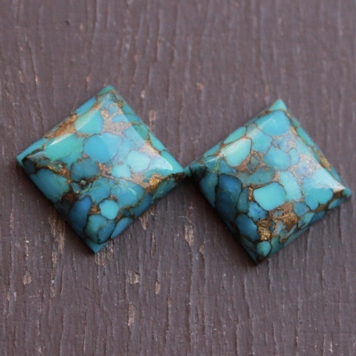 8mm Blue Copper Turquoise Square Cabochon Loose Gemstones