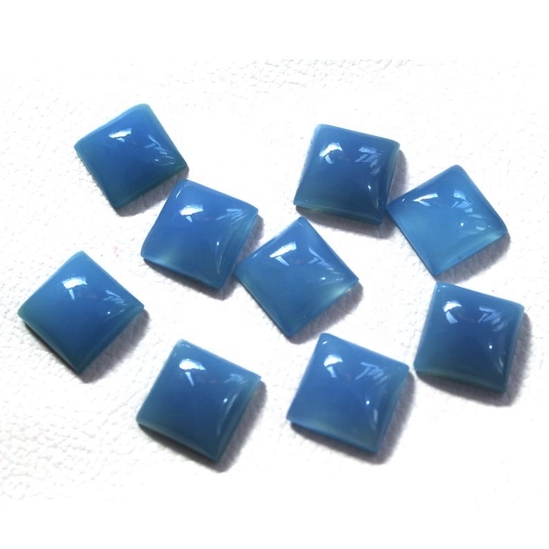 7mm Blue Chalcedony Square Cabochon Loose Gemstones