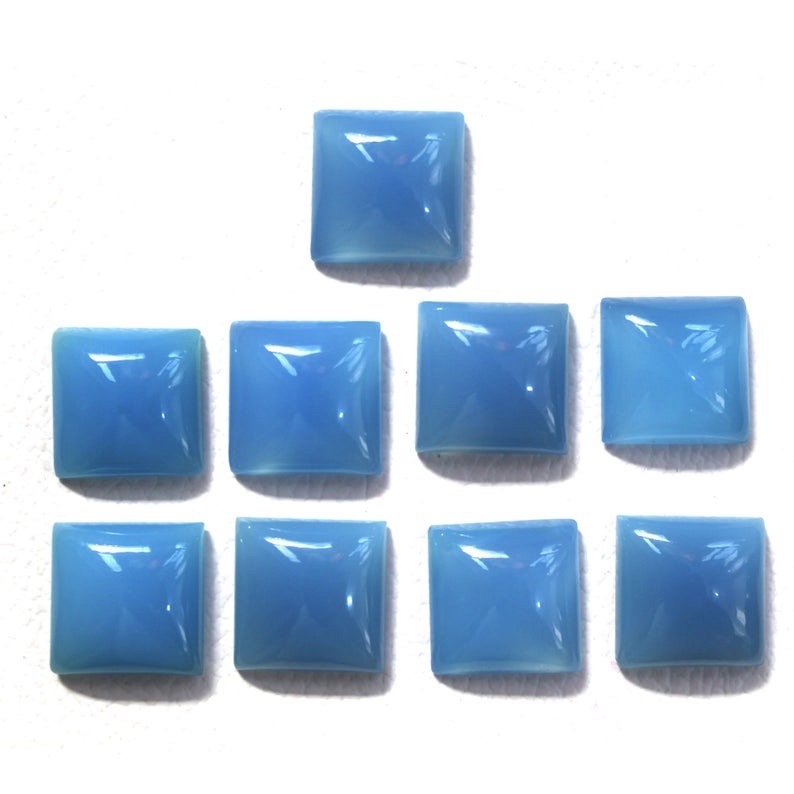 10mm Blue Chalcedony Square Cabochon Loose Gemstones