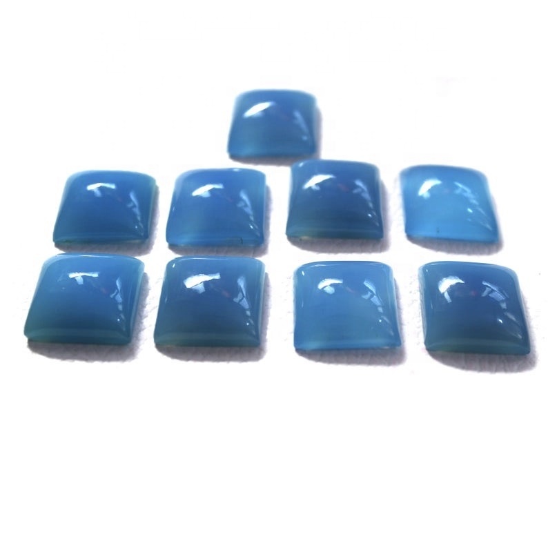 10mm Blue Chalcedony Square Cabochon Loose Gemstones