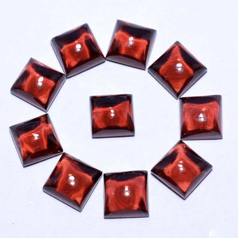 7mm Mozambique Garnet Square Cabochon Loose Gemstones