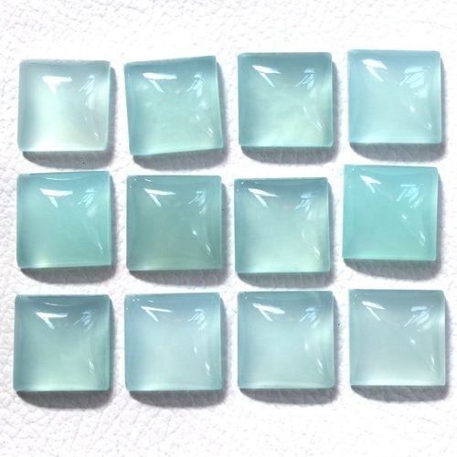 4mm Aqua Chalcedony Square Cabochon Loose Gemstones Grade: Aaa