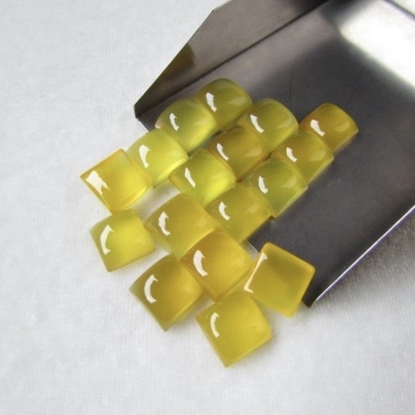 7mm Yellow Chalcedony Square Cabochon Loose Gemstones