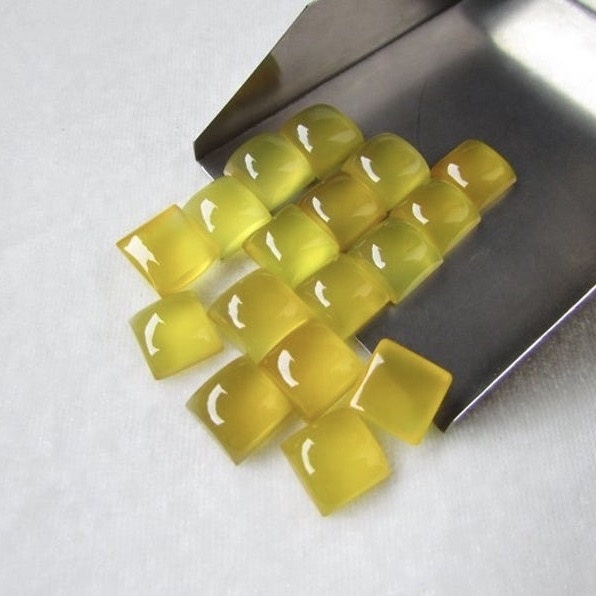 9mm Yellow Chalcedony Square Cabochon Loose Gemstones