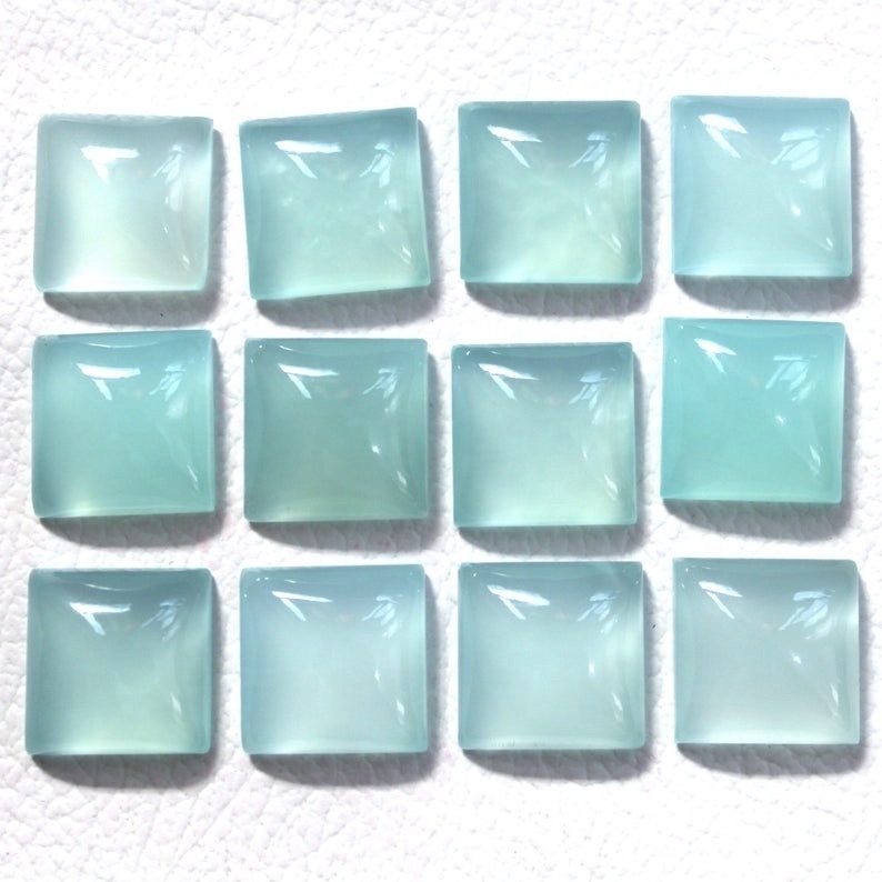 7mm Aqua Chalcedony Square Cabochon Loose Gemstones