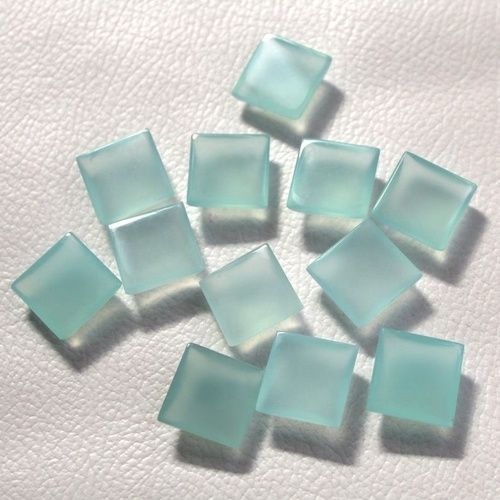 8mm Aqua Chalcedony Square Cabochon Loose Gemstones Grade: Aaa