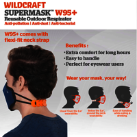 Wildcraft SUPERMASK W95 Plus Reusable Outdoor Respirator - POPCORN