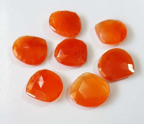7mm Carnelian Faceted Heart Loose Gemstones