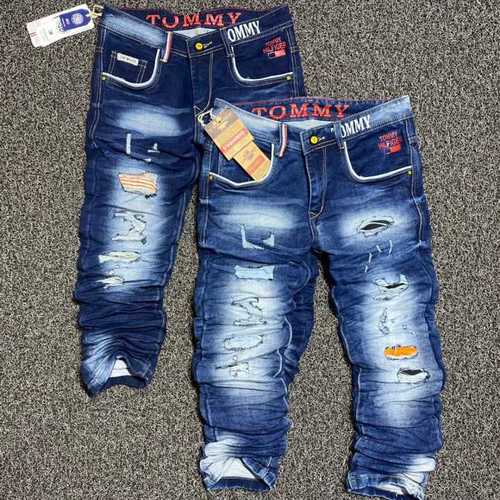 Basic Jeans - Cotton Blend, Various Sizes, Blue Color | Comfortable Fit, Durable Denim, Modern Style, Trendy Rips, Stylish Design, Perfect Fit, Five Pockets, Versatile Wear